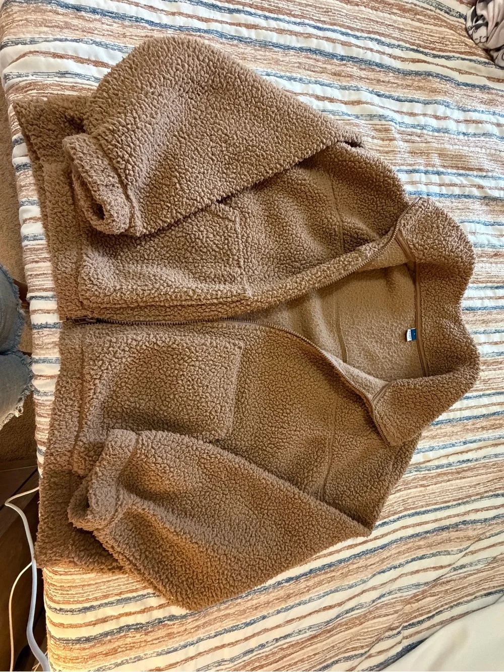 Old Navy Kids Tan Sherpa Full-Zip Jacket